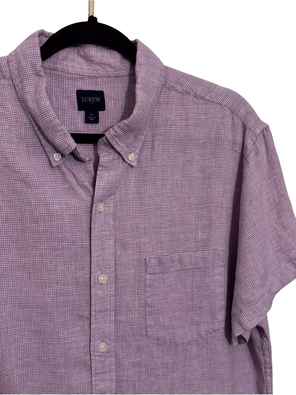 J. Crew Men’s Size Large Purple Check Houndstooth Button Up Shirt Beach Preppy